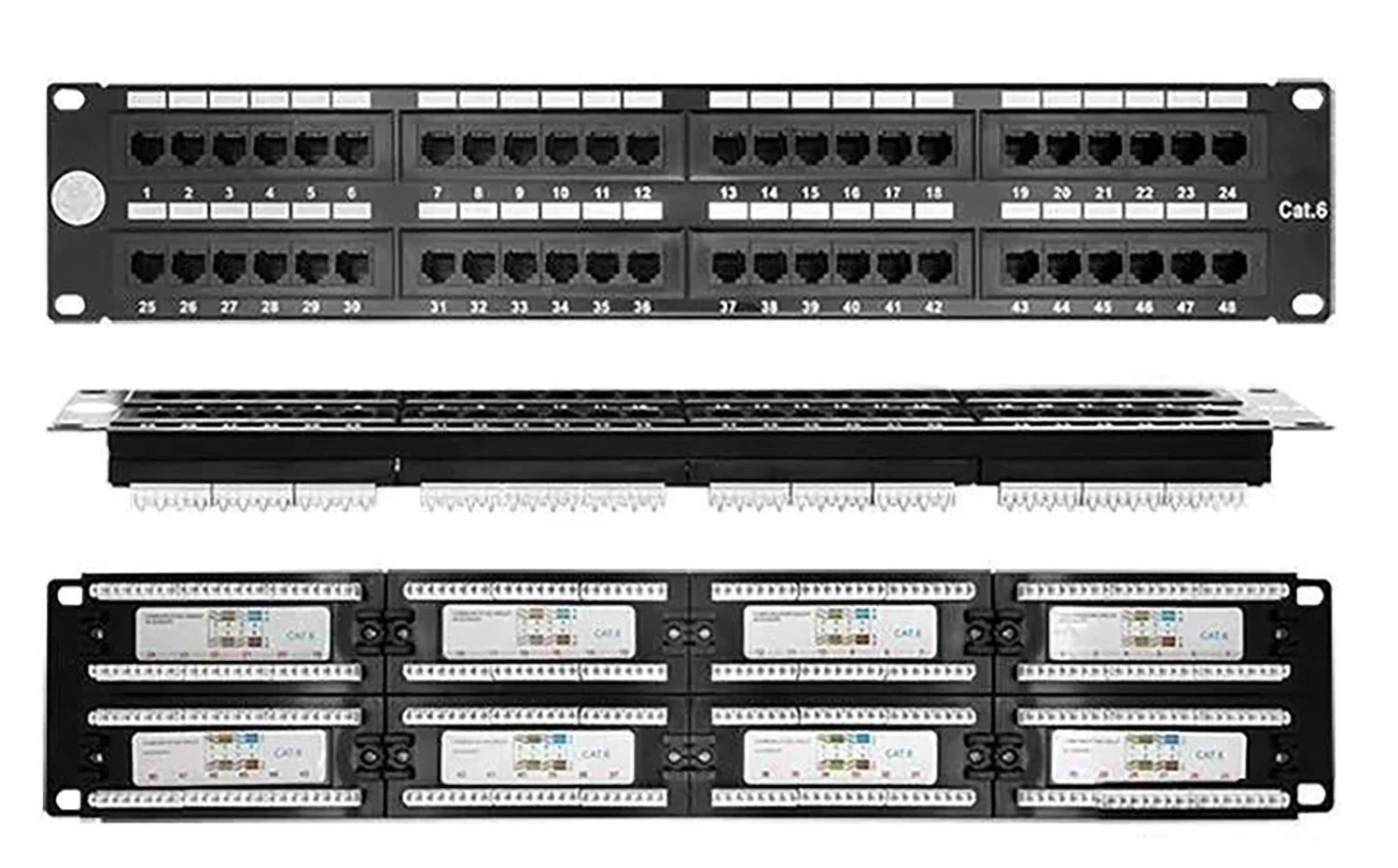 Typically available in configurations like 24-port or 48-port models for Cat5e/Cat6 Ethernet cables (shielded/unshielded options). Typically available in configurations like 24-port or 48-port models for Cat5e/Cat6 Ethernet cables (shielded/unshielded options).