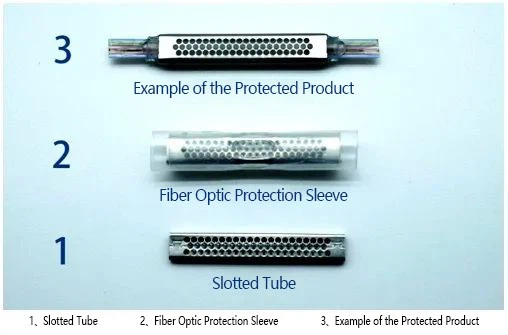 A redesigned fiber optic conduit featuring a laser-cut metal lattice tube as its strength member. Fabricated through stamped and bent stainless steel sheets, this patent-pending design combines cost efficiency with superior thermal conductivity. Implementation involves threading fibers through the lattice structure before heating.This creates 360° protection via our proprietary Fiber Protection Cage™ technology. A redesigned fiber optic conduit featuring a laser-cut metal lattice tube as its strength member. Fabricated through stamped and bent stainless steel sheets, this patent-pending design combines cost efficiency with superior thermal conductivity. Implementation involves threading fibers through the lattice structure before heating.This creates 360° protection via our proprietary Fiber Protection Cage™ technology.
