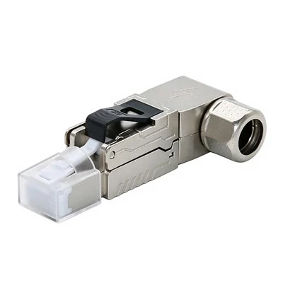 Abgewinkelter werkzeugloser RJ45-Stecker