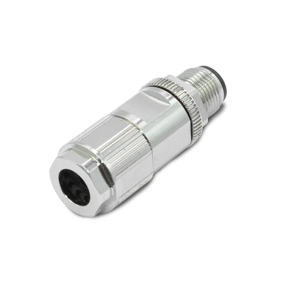 Waterproof Crimp Type Rugged D-code Shielded M12 Ethernet Connector Round Plug