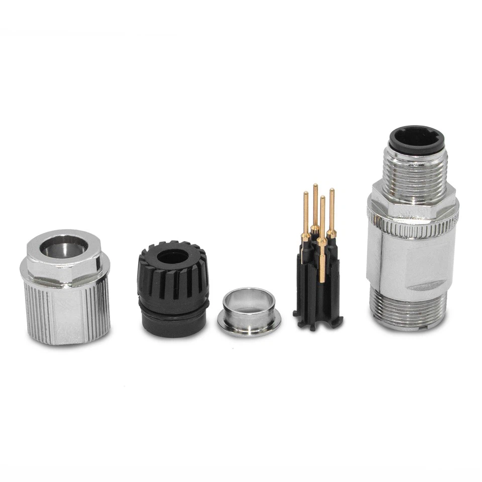 Wasserdichtes Crimp-Typ Rugged D-Code Abgeschirmtes M12-Ethernet-Stecker runder Stecker
